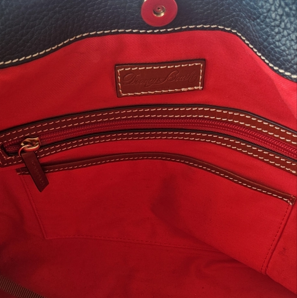 Dooney & Bourke Marine Blue Pebbled Leather Cooper Hobo Bag Leather&Gold Accents - Picture 10 of 14